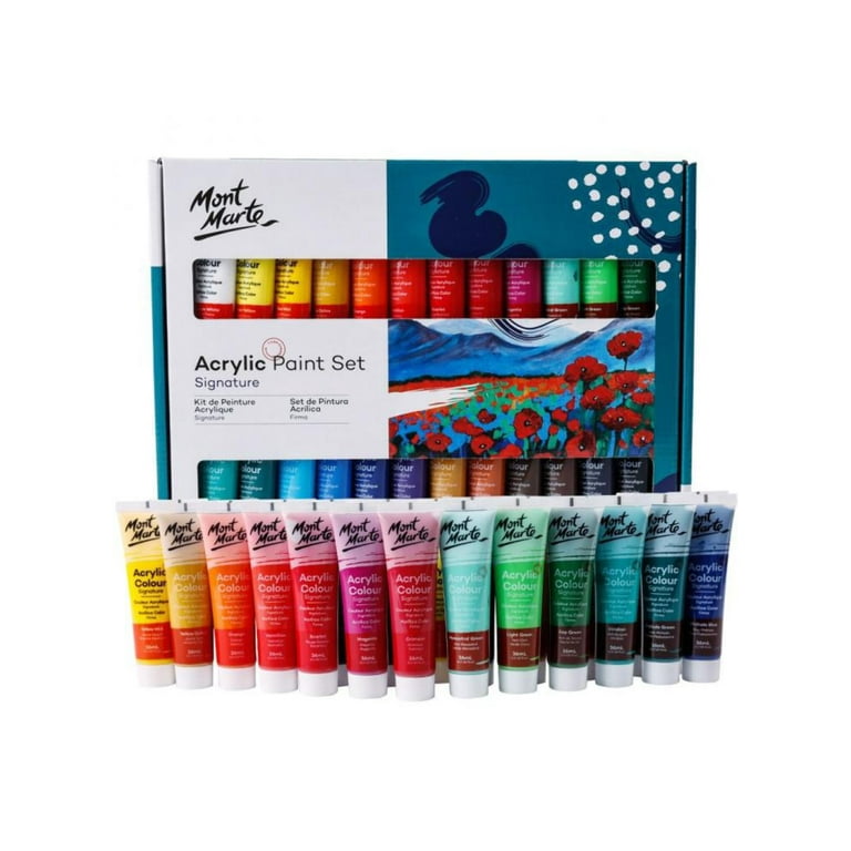Mont Marte 12/20/36 Colors Dope-Dyed Fiber Permanent Fabric Paint Set  10ml/Tube Textile Acrylic for Clothes Canvas Waterproof