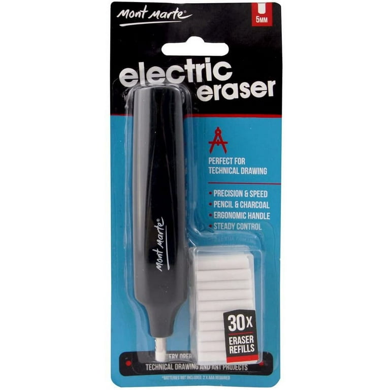 Mont Marte Electric Eraser, Includes 30 Eraser Refills. Suitable for Use with Graphite Pencils and Color Pencils.