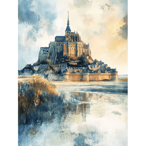 Mont Saint Michel Castle Canvas Painting Wall Art Decor Perfect for Living Room Bedroom Dining Room Office and Hotel Decoration