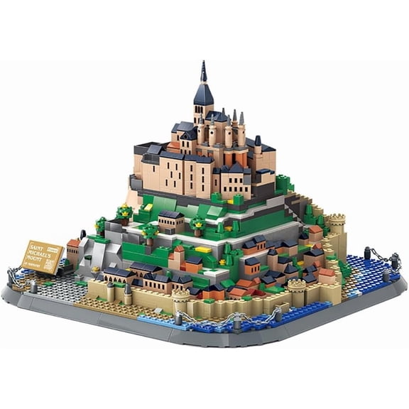 Mont Saint Michel France Building Set (1392 Pieces), Architecture Building Blocks Toys, Home Dcor Model