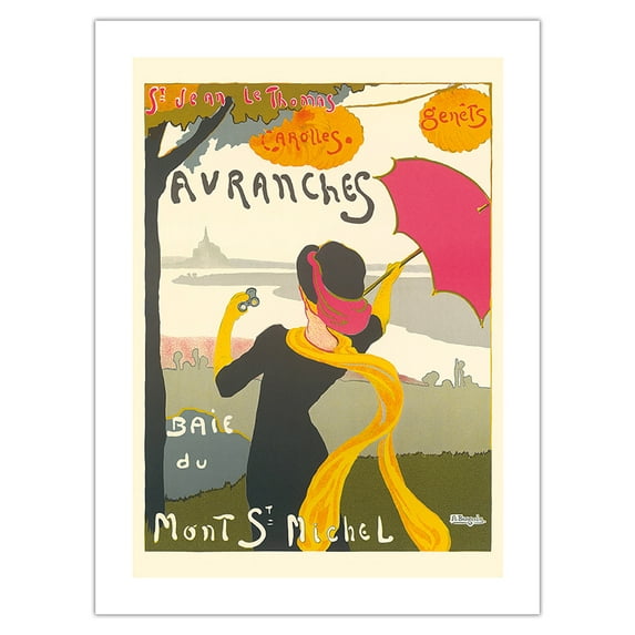 Mont-Saint-Michel Island - Avranches France - Vintage Travel Poster by Albert Bergevin - Fine Art Matte Paper Print (Unframed) 24x32in