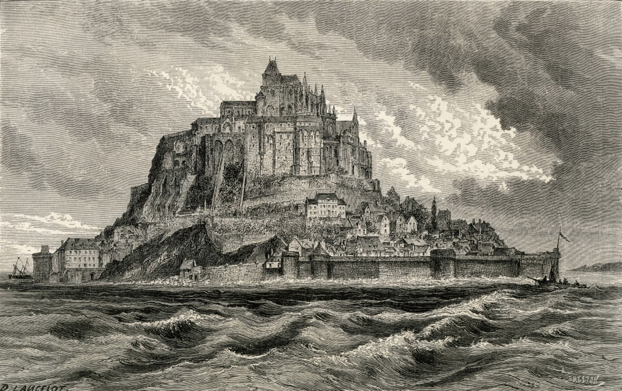 Mont Saint-Michel Normandy France In The 19Th Century From French Pictures By The Rev Samuel G Green Published 1878 Canvas Art - Ken Welsh Design Pics (18 x 11)