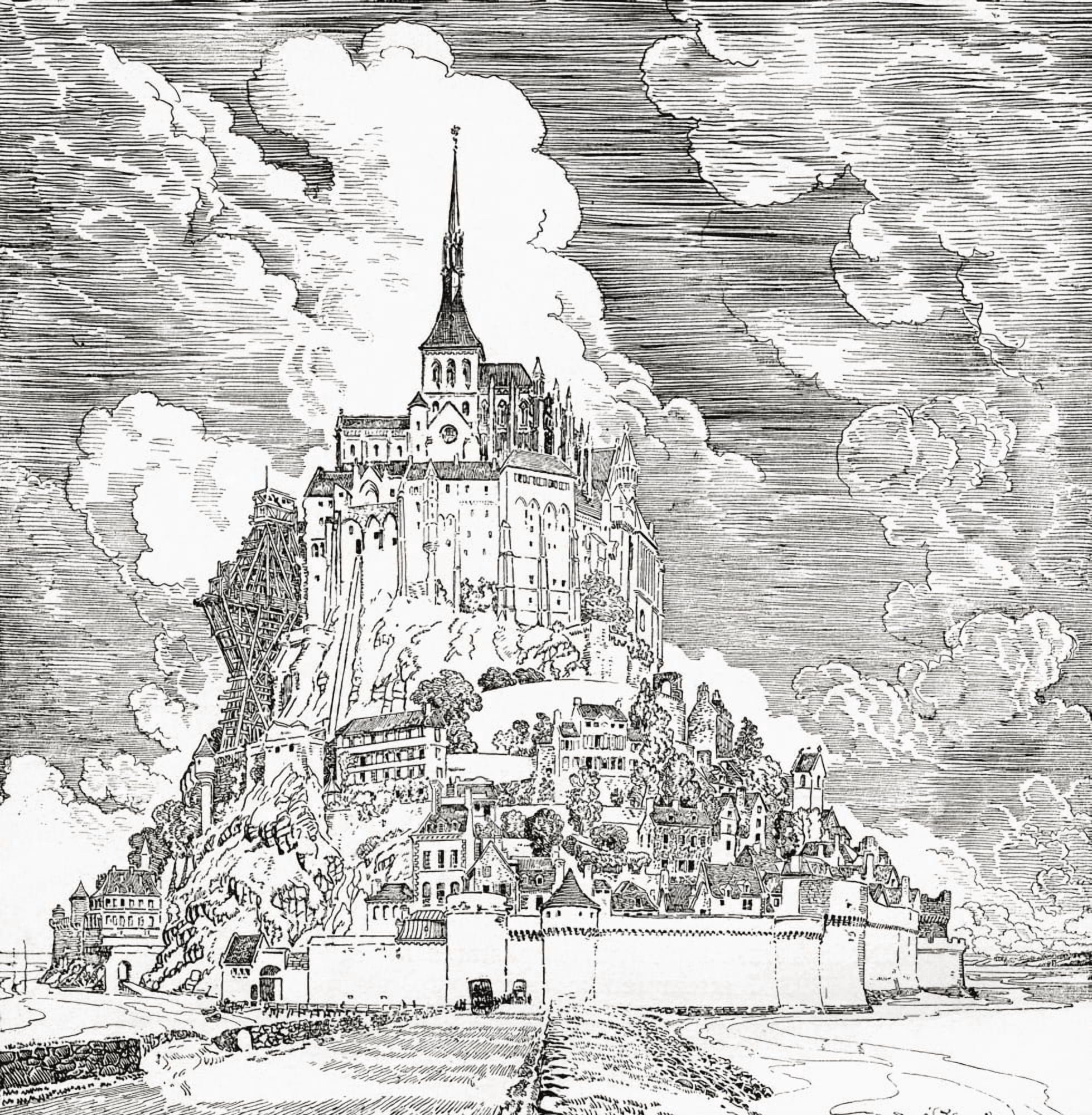 Mont Saint Michel Normandy France Seen From The Causeway Across The Sands From The Century Illustrated Monthly Magazine May To October 1904 Canvas Art - Ken Welsh Design Pics (24 x 24)