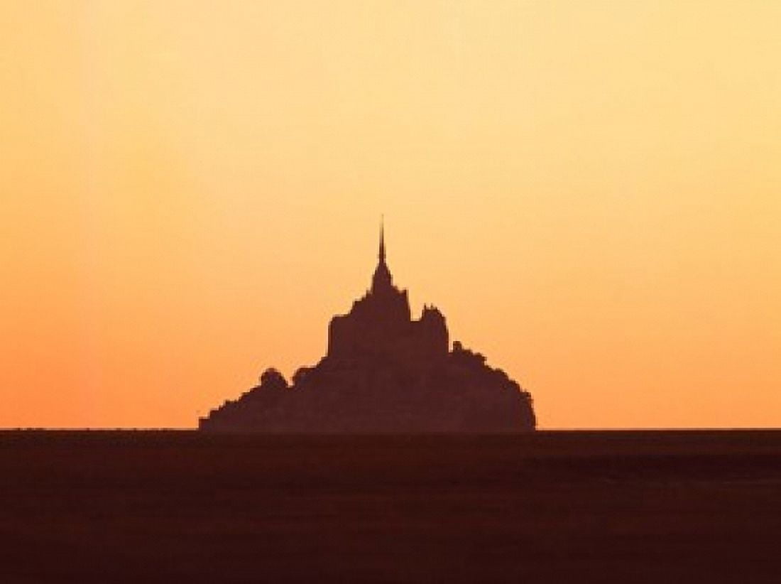 Mont Saint-Michel at sunset Manche Basse-Normandy France Canvas Art - Panoramic Images (36 x 27)