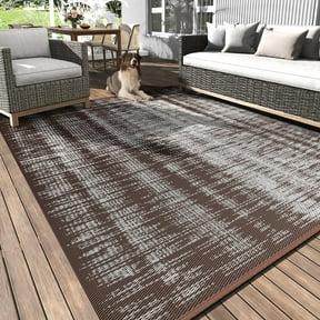MontVoo Outdoor Rug Waterproof 6x9 ft Outdoor Carpet Patio Rug Mat Reversible RV Camping Rug Plastic Straw Outside Rug for Balcony Porch Deck Picnic Beach Modern Grey