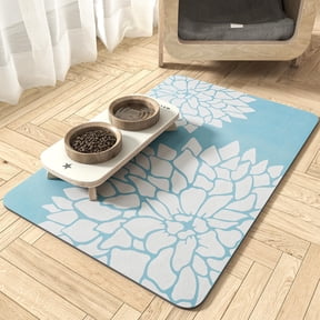 MontVoo-Pet Feeding Mat-Absorbent Floral Cat&Dog Food Mat-Dog Mat for Food and Water Bowl-No Watermark Quick Dry Dog Water Dispenser Mat Pet Placemat-Pet Supplies & Accessories 1624 Blue