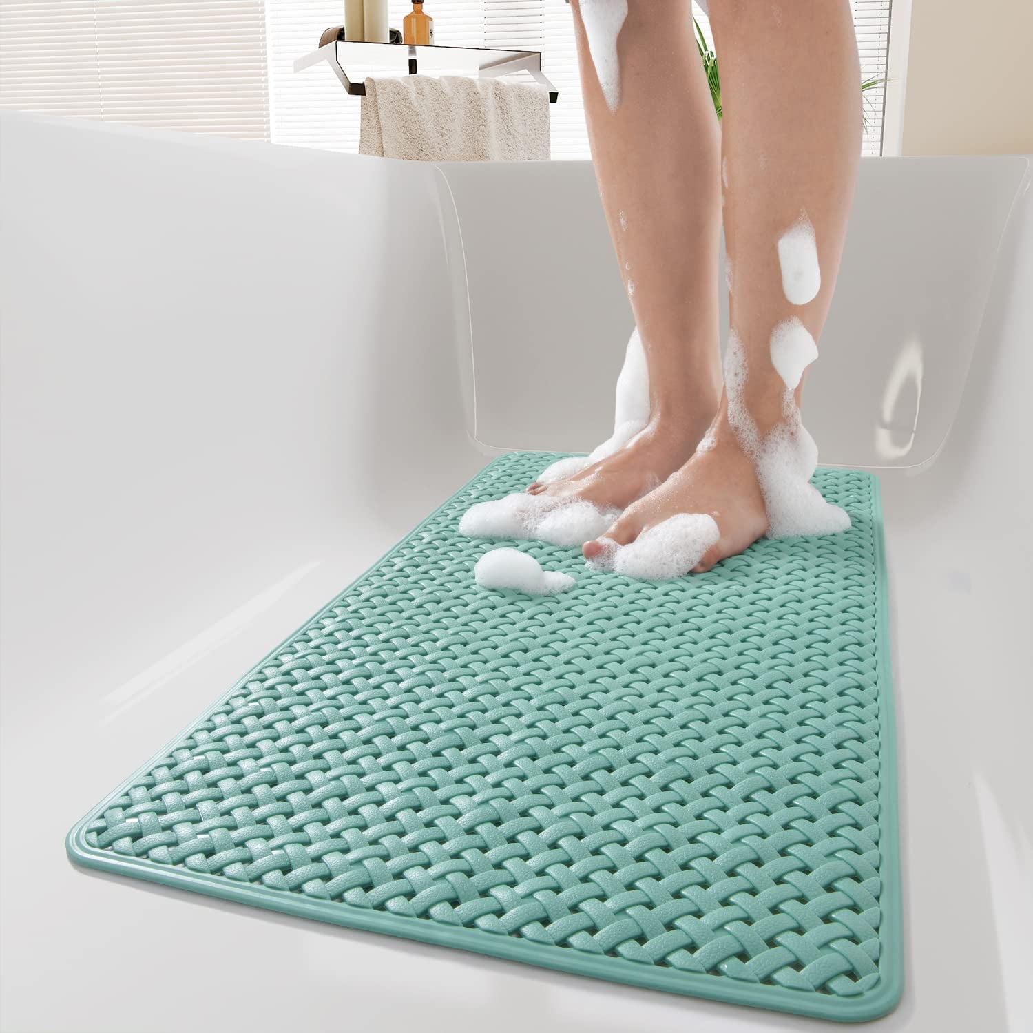 MontVoo Shower Mat Non Slip Bath Mat for Tub 14"x27" Shower Mats for Bathtub Machine Washable ...