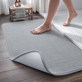 MontVoo Super Absorbent Bath Mat, Low-Profile Bathroom Rug, Breathable Quick Dry Bathroom Mats for Floor, Machine Washable Thin Bath Rug for in Front of Sink Bathtub,Outside Shower, Grey, 17"x24"