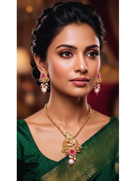 Lakshmi Temple Necklace Set Gold Plated Traditional Bridal Jewelry