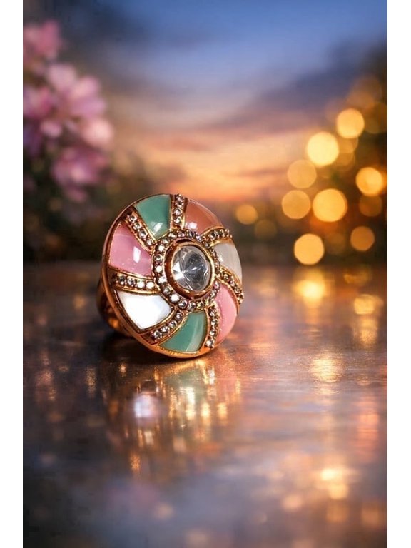 Mandala Tara Ring | Natural Stone Premium Imitation Jewellery Mandala Statement Ring