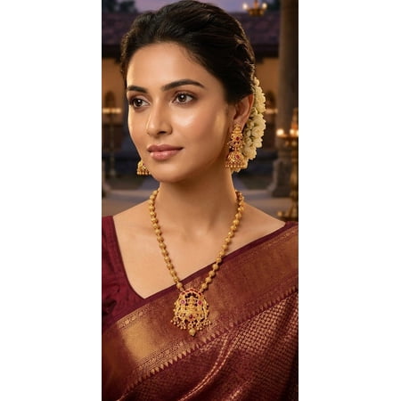 Monta LuxeX Padma Shakti Temple Necklace Set Traditional Gold Plated Ethnic Jewelry
