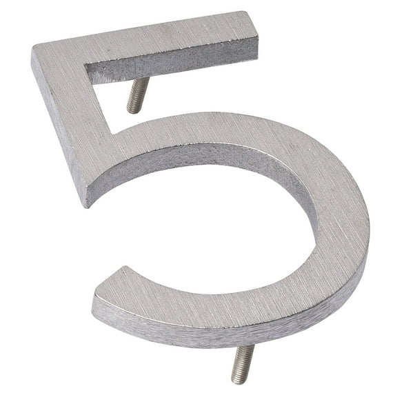 Montague Metal Products 10" Brushed Aluminum Floating or Flat Modern House Numbers 0-9 - 5