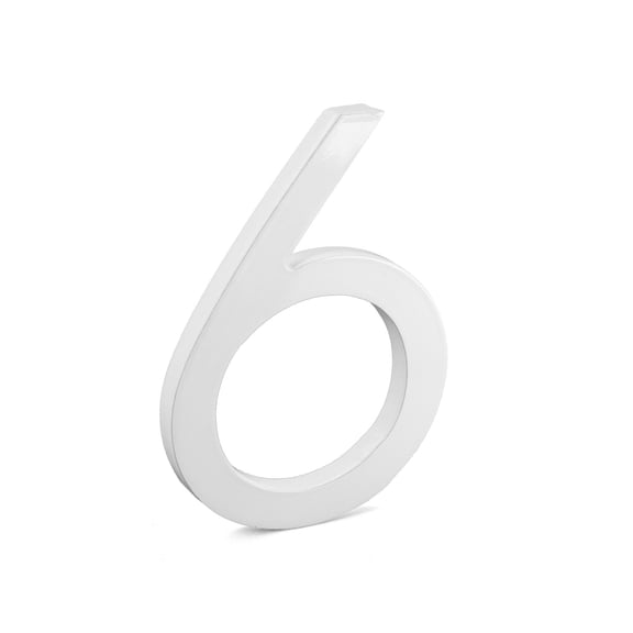Montague Metal Products 24" White Floating or Flat Modern House Numbers 0-9 - 6