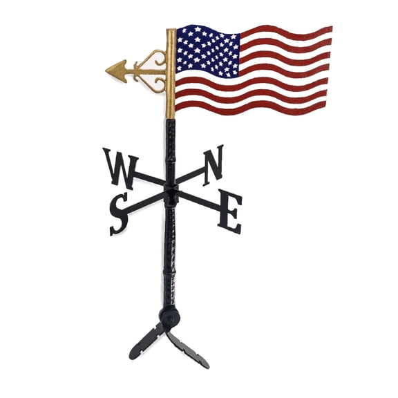 Montague Metal Products - 26" Aluminum American Flag Weathervane - Natural Color