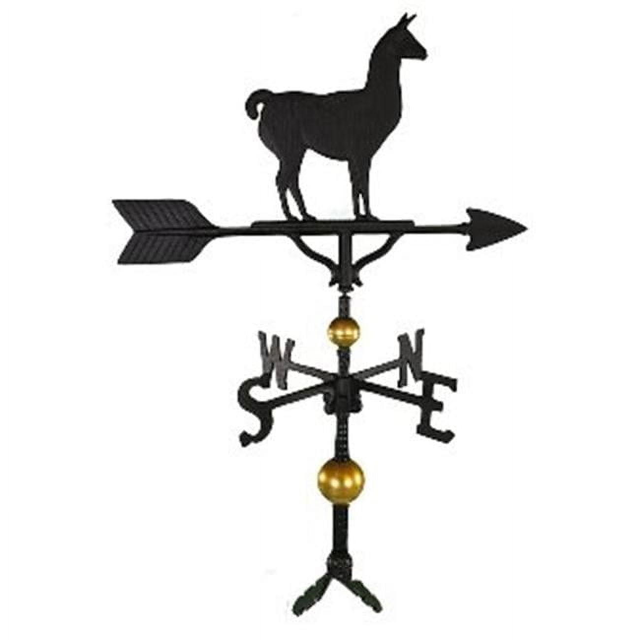 32-Inch Black Cast Aluminum Llama Weathervane with Gold Accents