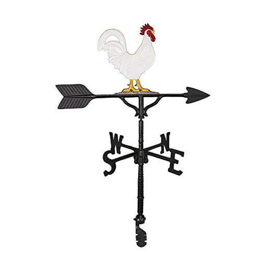 32-Inch Black and Gold Cast Aluminum Rooster Weathervane