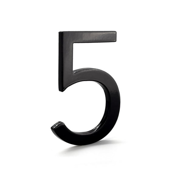 Montague Metal Products 4" Black Floating or Flat Modern House Numbers 0-9 - 5