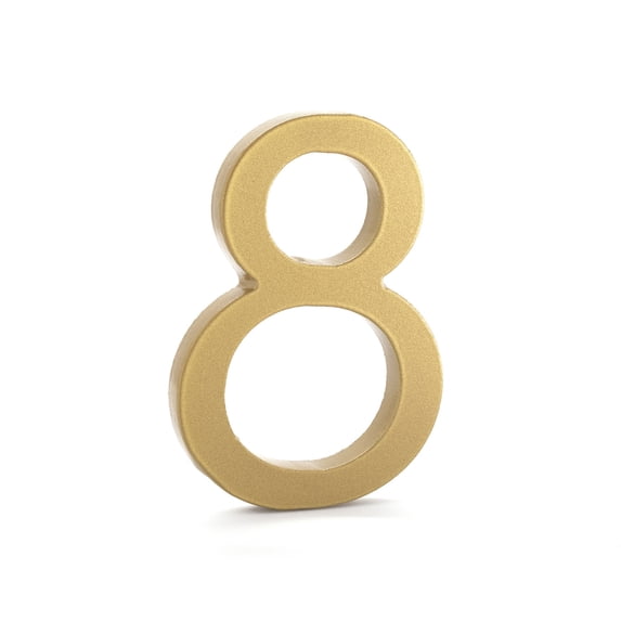 Montague Metal Products 4" Gold Floating or Flat Modern House Numbers 0-9 - 8