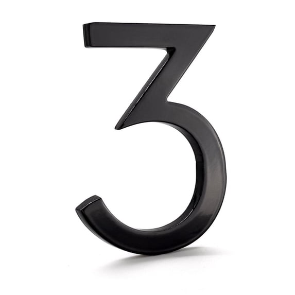Montague Metal Products 6" Black Floating or Flat Modern House Numbers 0-9 - 3