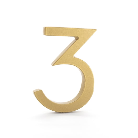 Montague Metal Products 6" Gold Floating or Flat Modern House Numbers 0-9 - 3