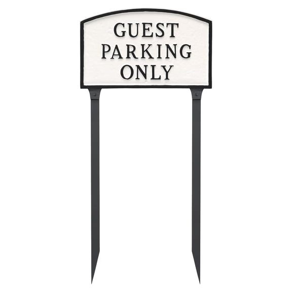 13" x 21" Large Arch Guest Parking Only Statement Plaque Sign with Lawn Stakes - White/Black
