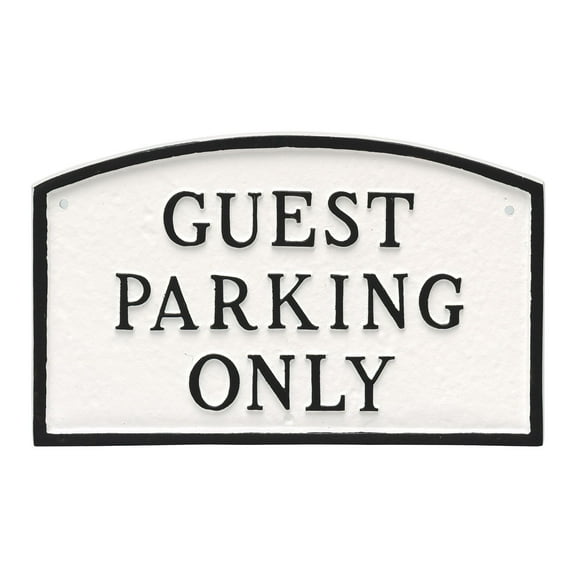 5.5" x 9" Small Arch Guest Parking Only Statement Plaque Sign - White/Black