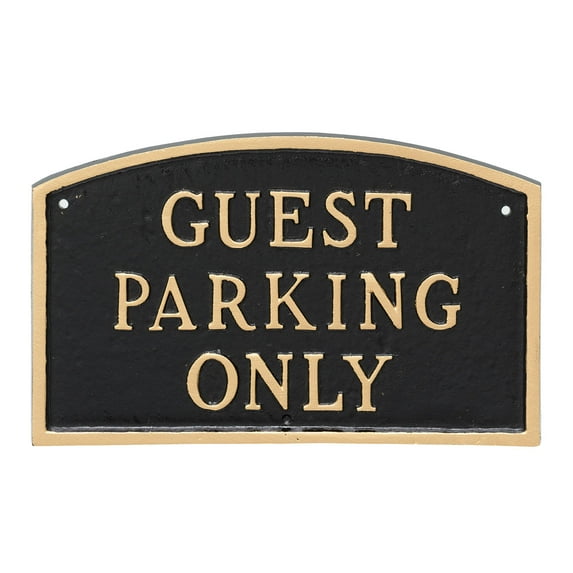 5.5" x 9" Small Arch Guest Parking Only Statement Plaque Sign - Black/Gold