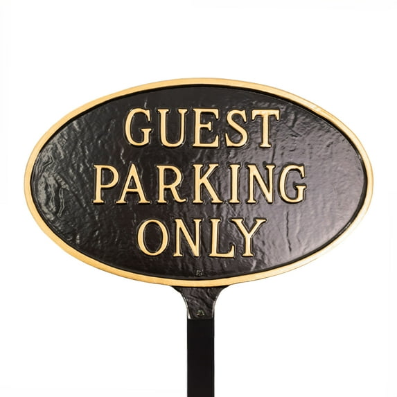 6" x 10" Small Oval Guest Parking Only Statement Plaque Sign with Lawn Stake - Black/Gold
