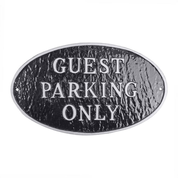 8.5" x 13" Standard Oval Guest Parking Only Statement Plaque Sign - Black/Silver