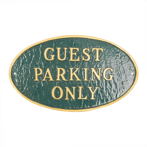 8.5" x 13" Standard Oval Guest Parking Only Statement Plaque Sign - Green/Gold