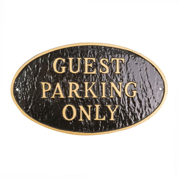 6" x 10" Small Oval Guest Parking Only Statement Plaque Sign - Black/Gold