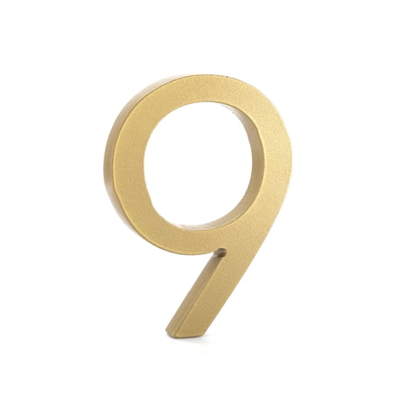 Montague Metal Products 8" Gold Floating or Flat Modern House Numbers 0-9 - 9