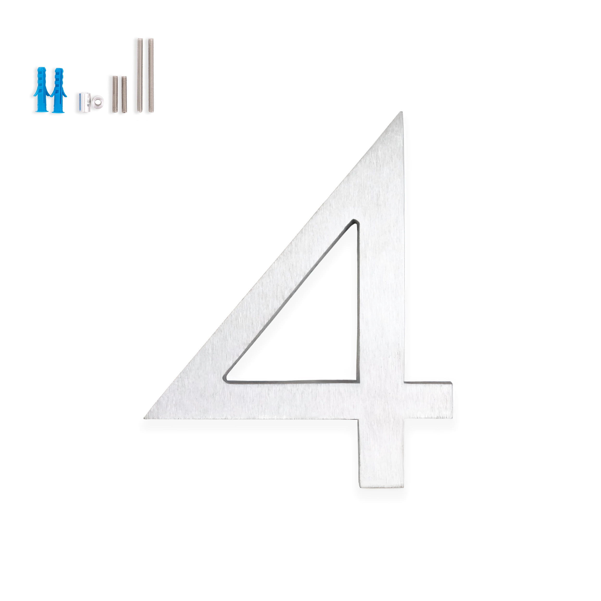 Montague Metal Products 8" Brushed Aluminum Floating or Flat Modern House Numbers 0-9 - 4