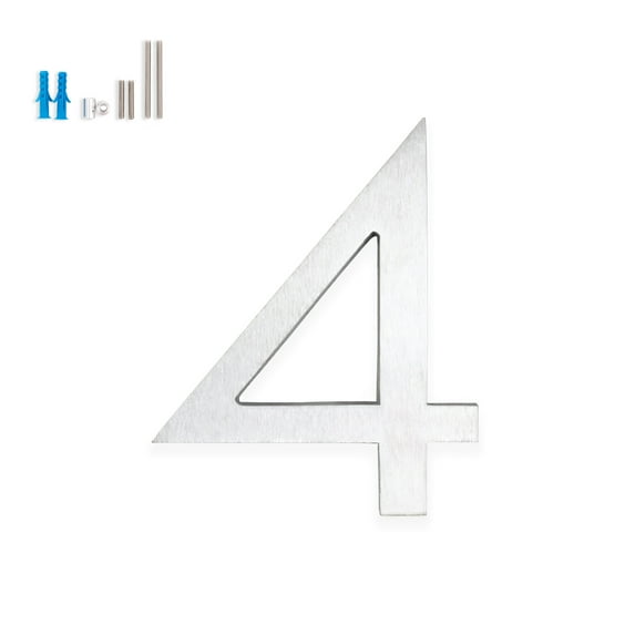 Montague Metal Products 8" Brushed Aluminum Floating or Flat Modern House Numbers 0-9 - 4