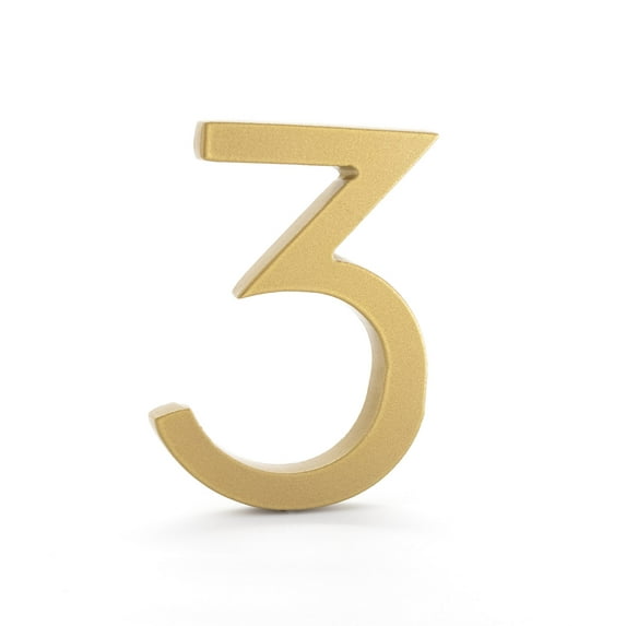 Montague Metal Products 8" Gold Floating or Flat Modern House Numbers 0-9 - 3