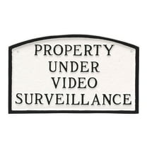 5.5" x 9" Small Arch Property Under Video Surveillance Statement Plaque Sign - White/Black