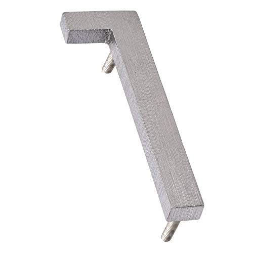 Brushed Aluminum Floating Modern House Number 1, 4-inch