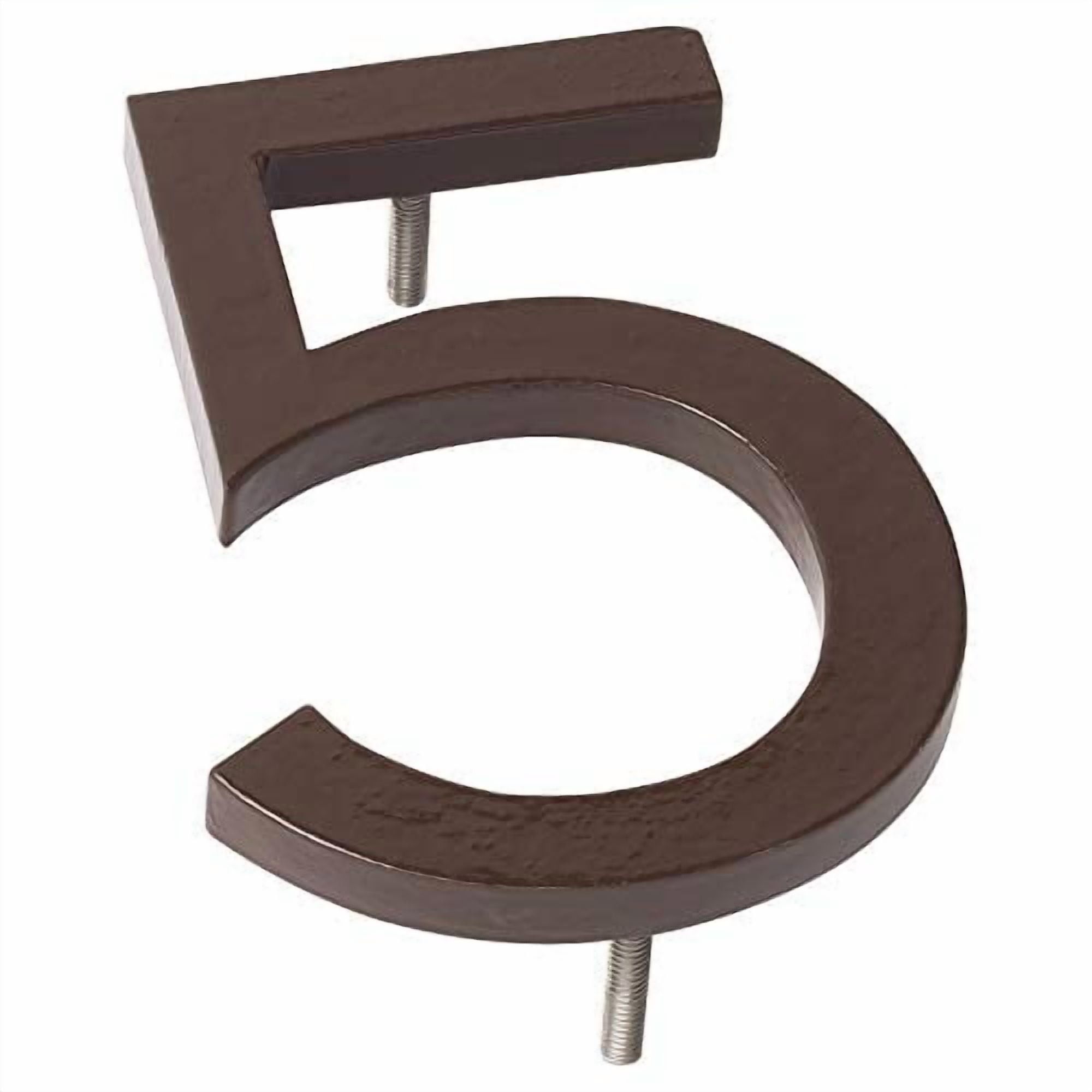 Montague Metal Products MHN-6-F-RB1-5 Solid Brushed Aluminum Modern Floating Address House Numbers, 6", Powder Coated Roman Bronze