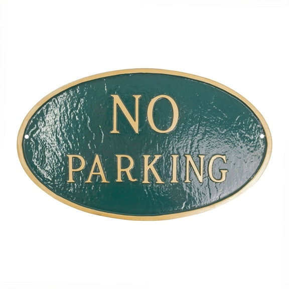 6" x 10" Small Oval No Parking Statement Plaque Sign - Green/Gold