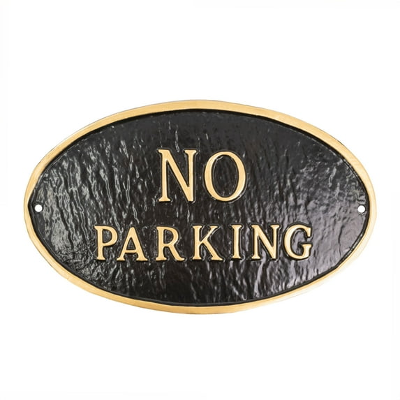 10" x 18" Large Oval No Parking Statement Plaque Sign - Black/Gold