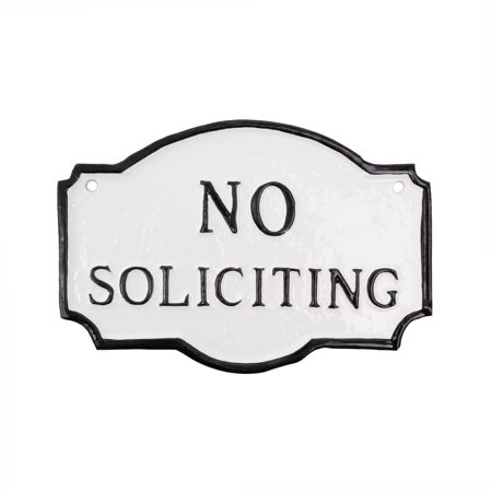 Montague Metal Products Petite Montague No Soliciting Statement Plaque, White with Black Letter, 4.5" x 7.15"