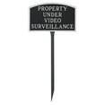 thumbnail image 1 of 5.5" x 9" Small Arch Property Under Video Surveillance Statement Plaque Sign with Lawn Stake - Black/Silver, 1 of 2
