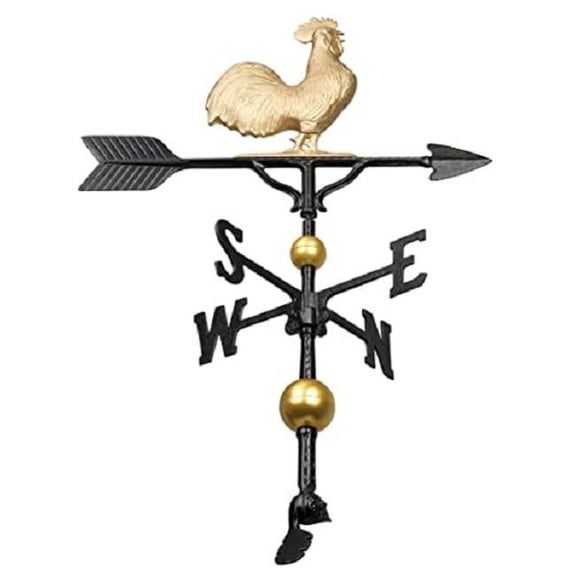 Montague Metal Products WV-306-GB 32 in. Aluminum Deluxe 3D Rooster Weathervane - Gold