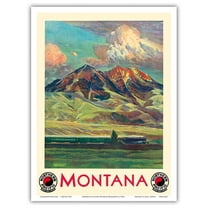 Montana - Absaroka Mountains - Northern Pacific Railway - Vintage Travel Poster by Gustav Wilhelm Krollmann c.1920s - Master Art Print (Unframed) 9in x 12in