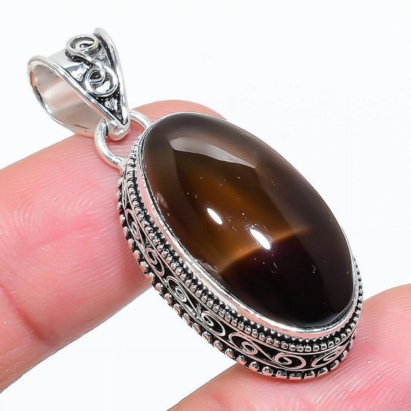 Montana Agate Gemstone handmade pendant 925 Sterling Silver Jewelry 1.65"