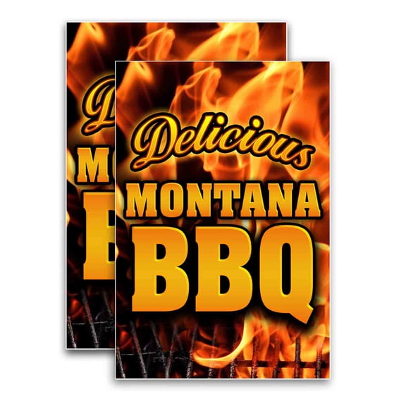 Montana BBQ (24" X 36") Vinyl Decal Only (Pack of 2) |Sign|Sticker|Poster