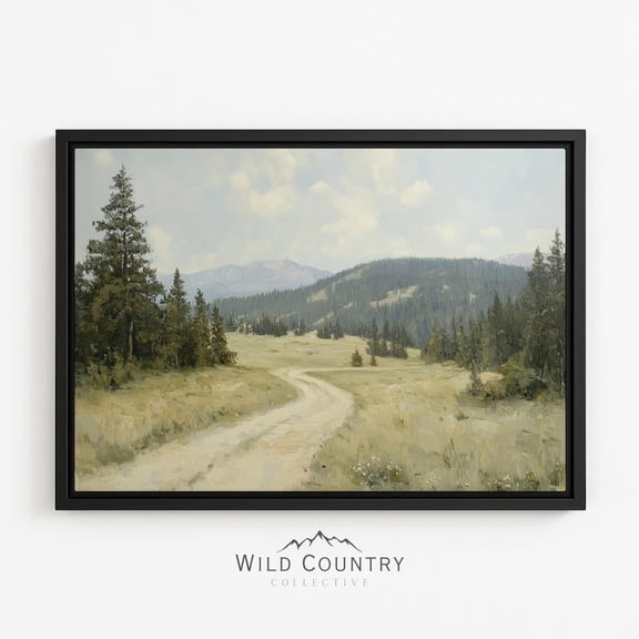 Montana Back Road Pine Forest Wall Art with Dirt Path for Cabin Office and Outdoor Mens Den Decor Unframed Paper Print