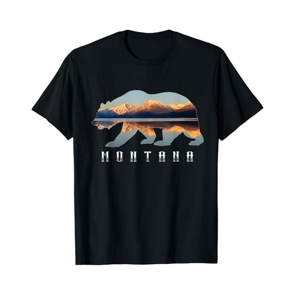 Montana Bear With Glacier Lake Image Souvenir T-Shirt