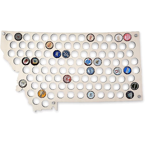 Torched Montana Beer Cap Map Bottle Cap Collector Wall Art 18"x17"x0.25"