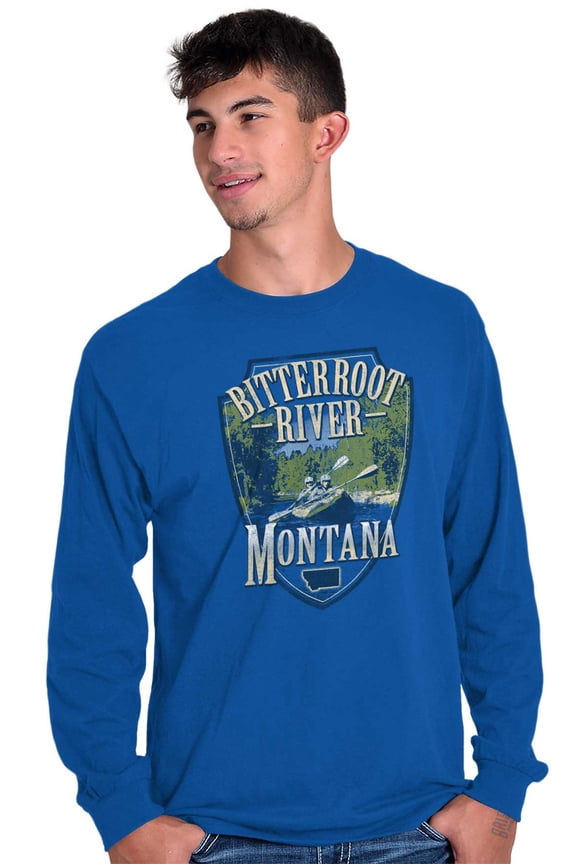 Montana Bitterroot River MT Kayaking Plus Size Long Sleeve Graphic Tee Shirt Brisco Brands 3X